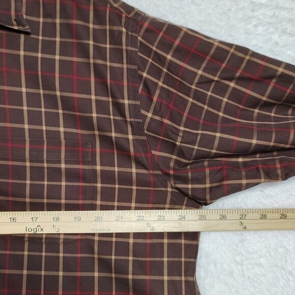 Brooks Brothers Long Sleeve Button Shirt Men's L Plaid Non-Iron Brown - Picture 3 of 9